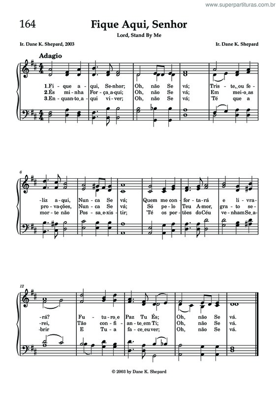 Partitura da música Fique Aqui, Senhor