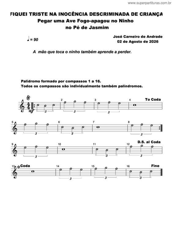 Partitura da música Fiquei Triste Na Inocência Descriminada De Criança