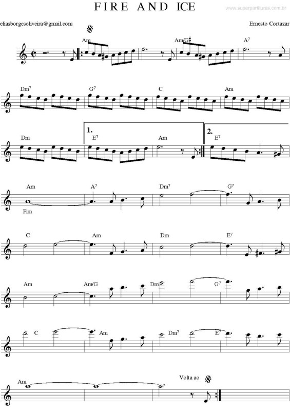 Partitura da música Fire and Ice