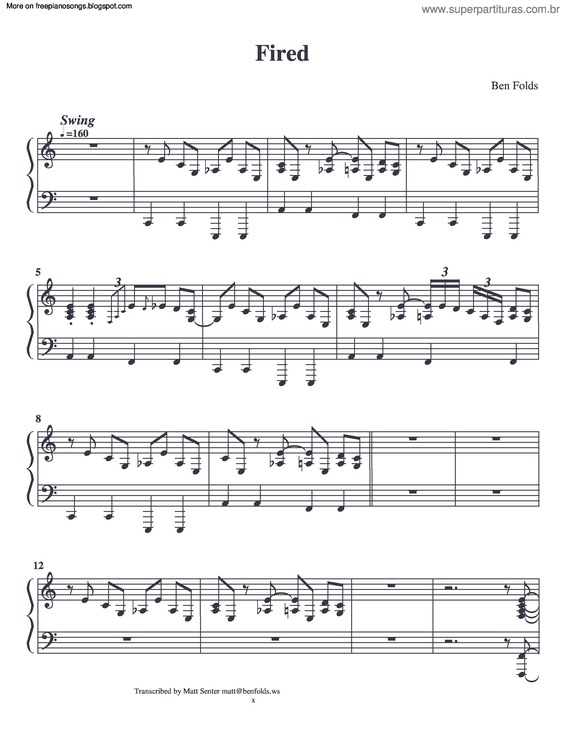 Partitura da música Fired