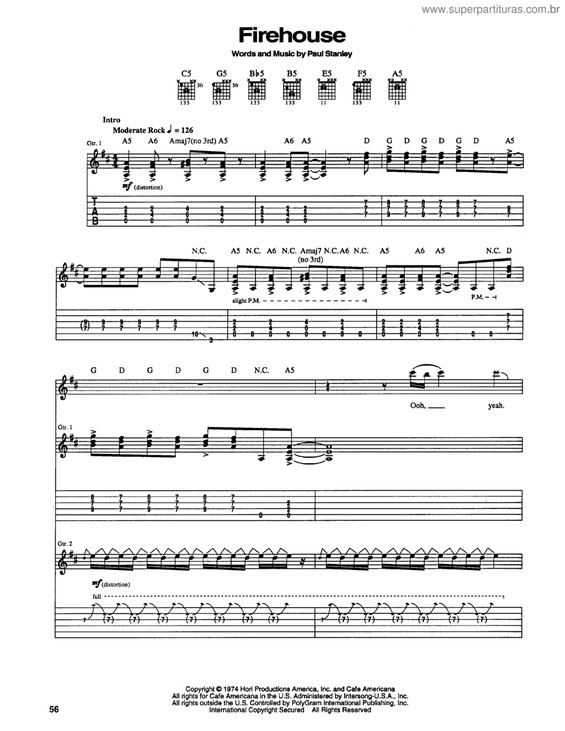 Partitura da música Firehouse