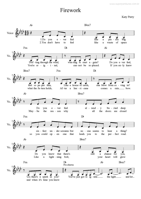 Partitura da música Firework v.4