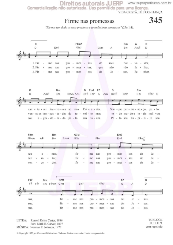 Partitura da música Firme Nas Promessas - 345 HCC