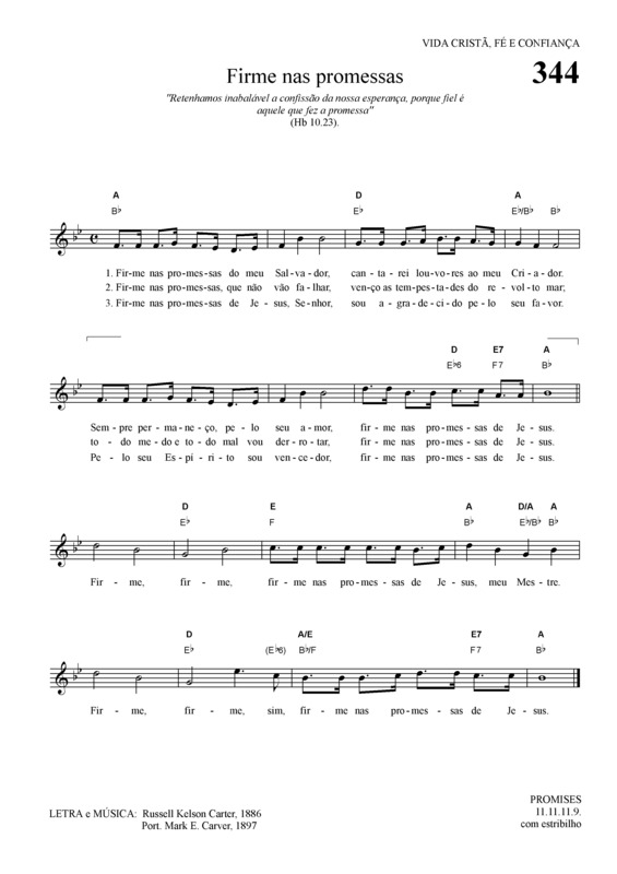 Partitura da música Firme Nas Promessas v.2