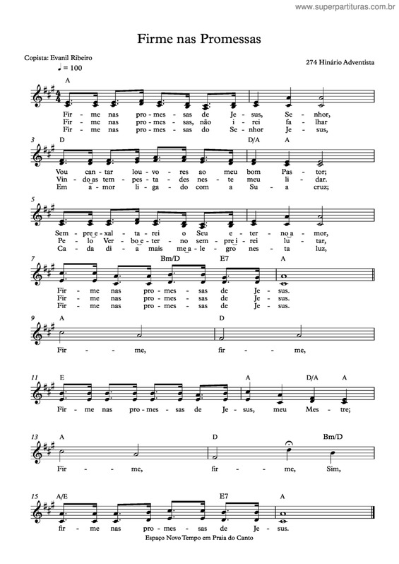 Partitura da música Firme Nas Promessas v.3