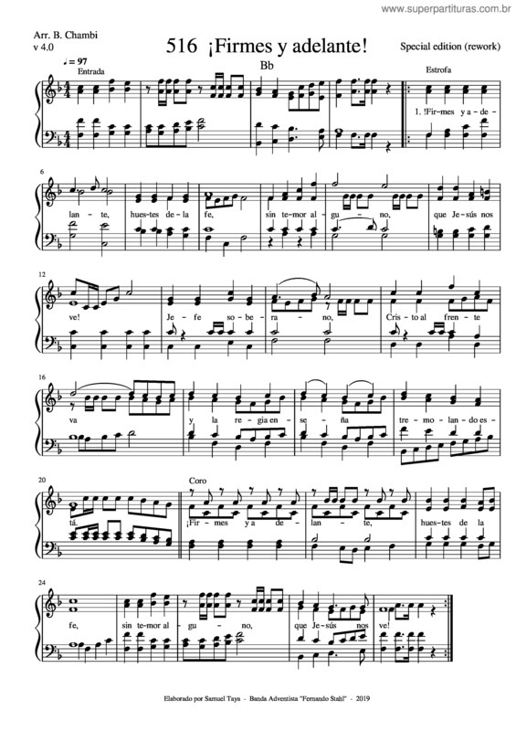 Partitura da música Firmes Y Adelante Para Banda