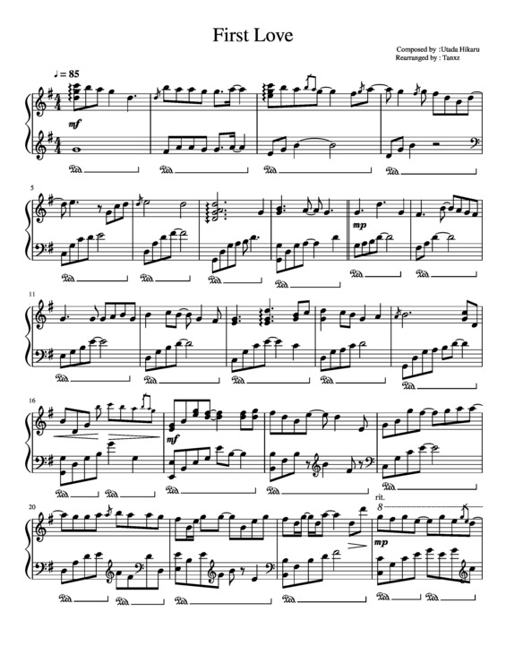 Partitura da música First Love v.3