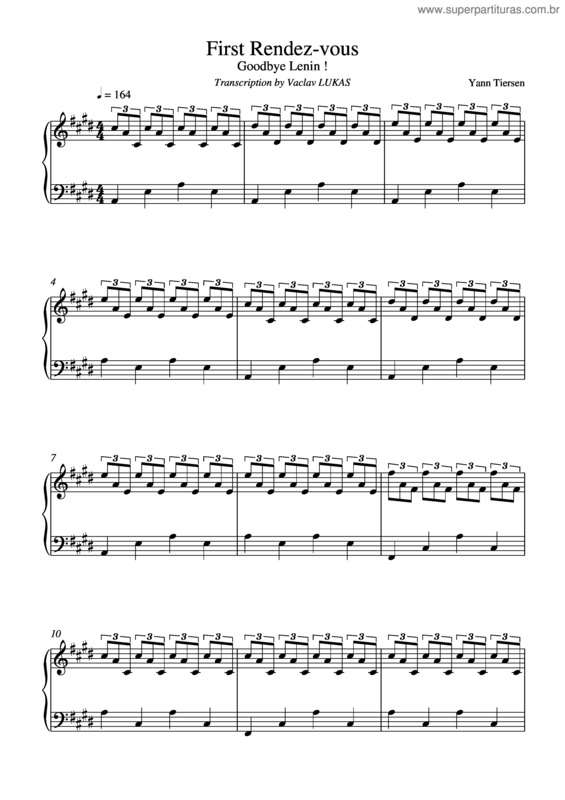 Partitura da música First Rendez-Vous v.2