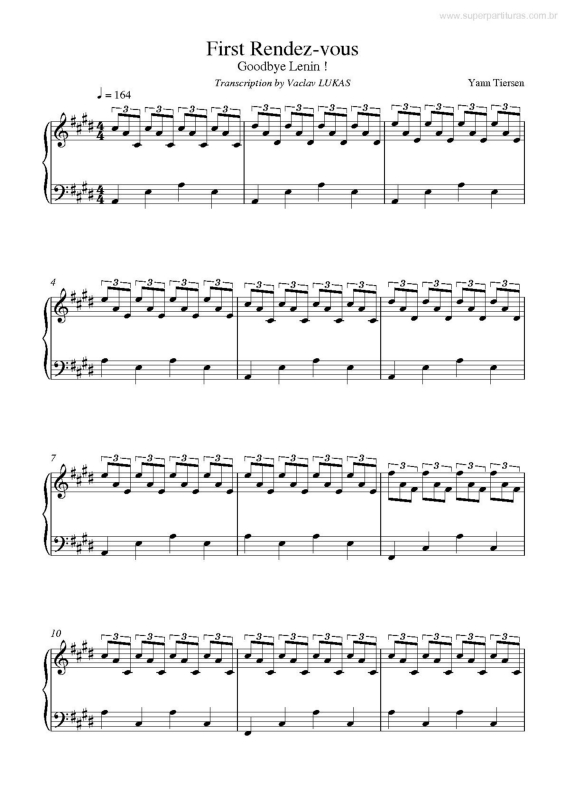 Partitura da música First Rendez-Vous