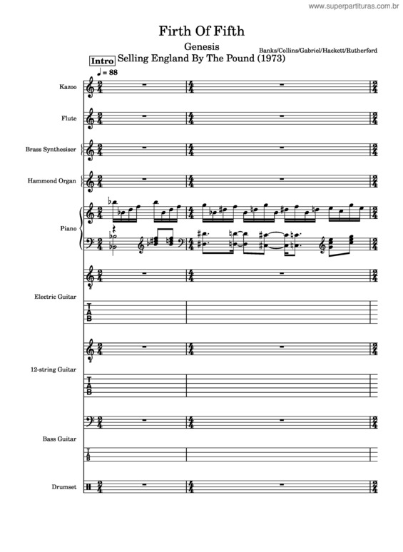 Partitura da música Firth Of Fifth – Genesis