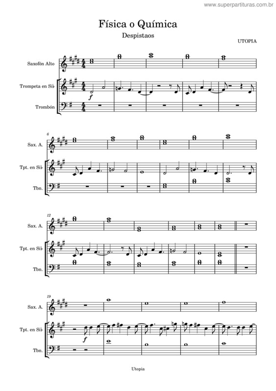 Partitura da música Física O Química – Despistaos Física O Química