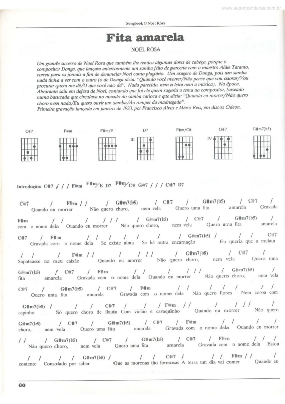 Partitura da música Fita Amarela