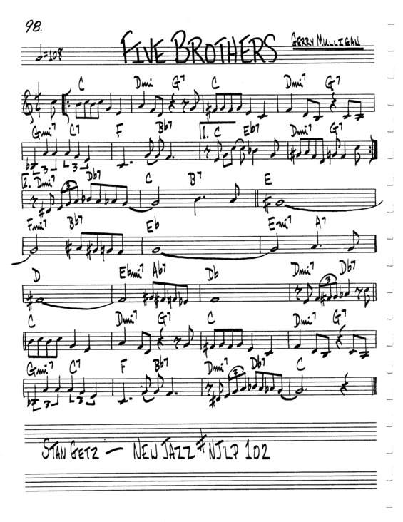 Partitura da música Five Brothers v.2