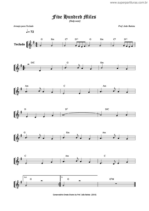 Partitura da música Five Hundred Miles