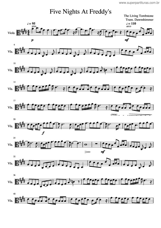 Partitura da música Five Nights At Freddy`S: Viola