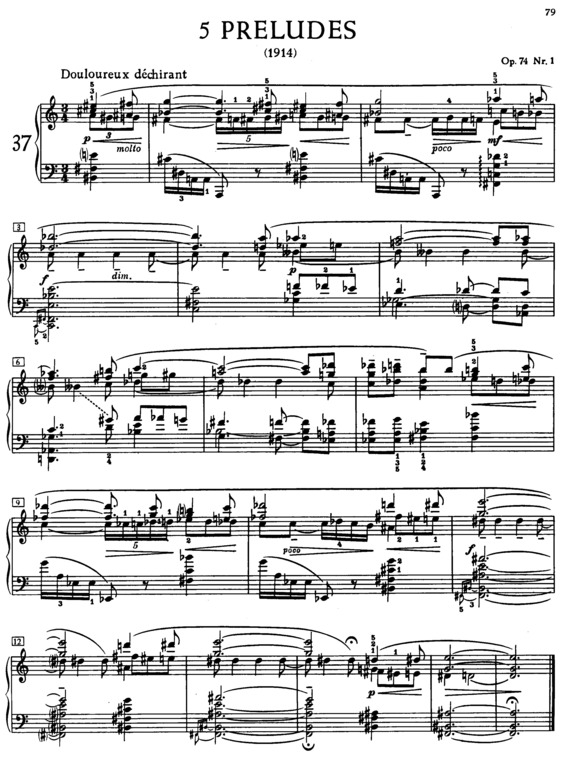 Partitura da música Five Preludes