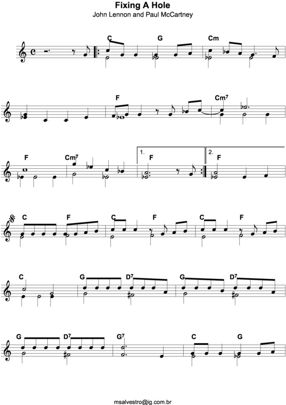 Partitura da música Fixing A Hole v.4