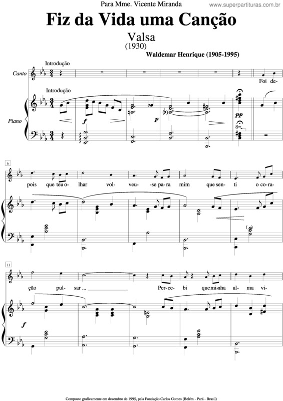 Partitura da música Fiz Da Vida Uma Canção