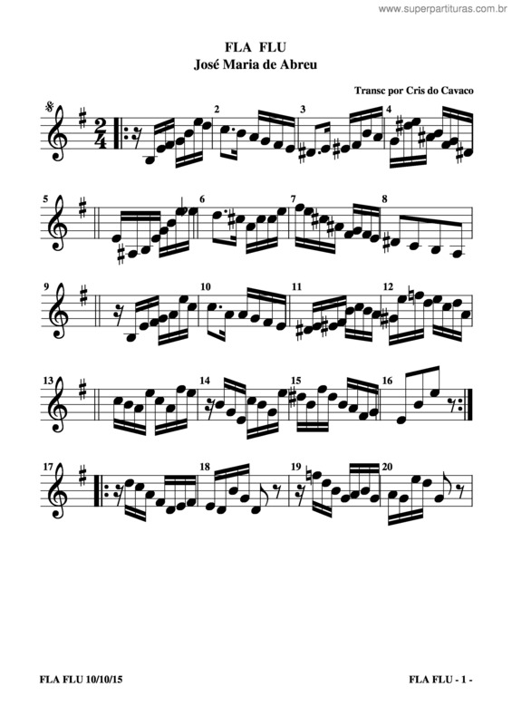 Partitura da música Fla Flu