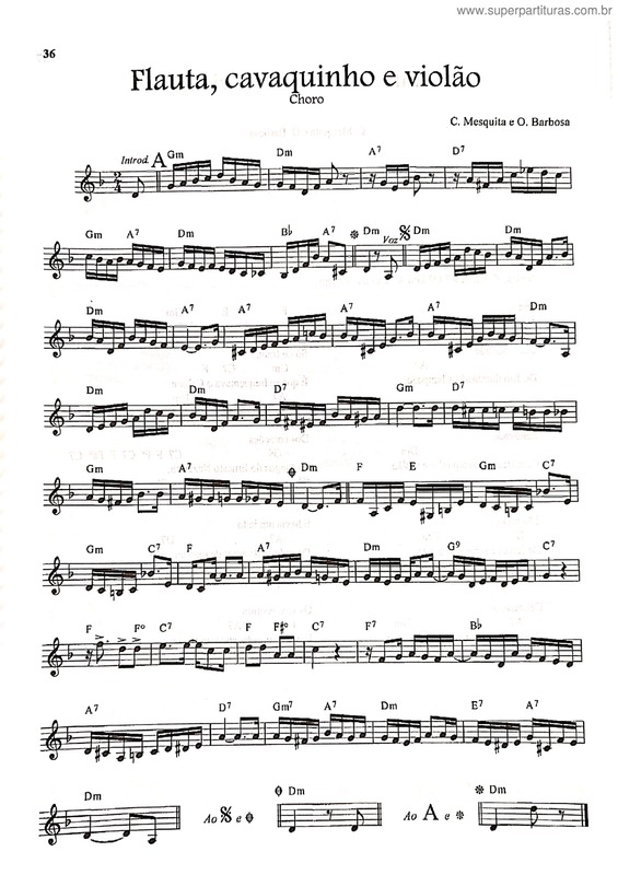 Partitura da música Flauta,  Cavaquinho E Violao