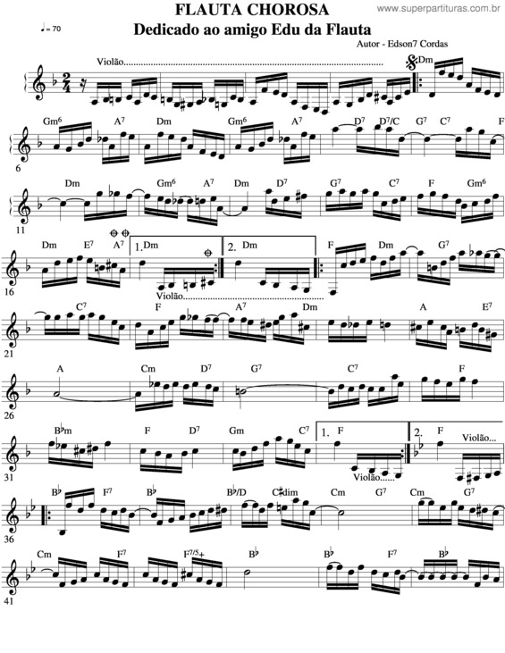 Partitura da música Flauta Chorosa