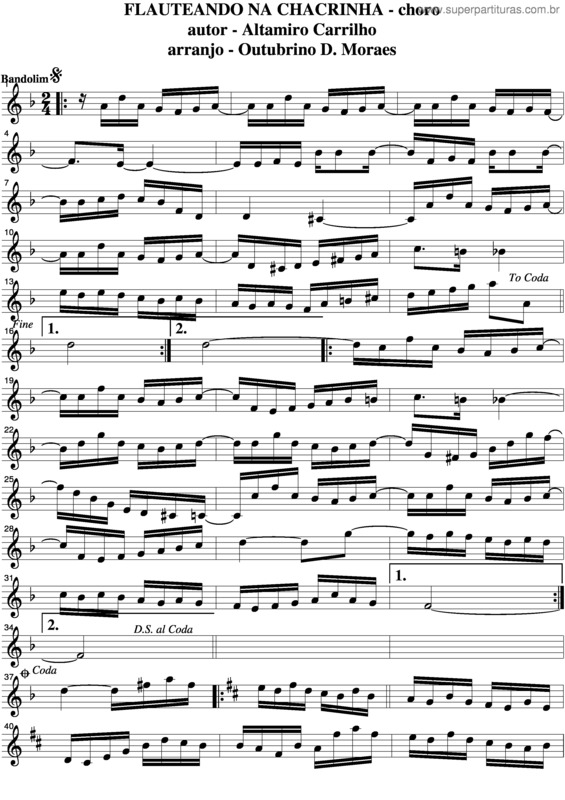 Partitura da música Flauteando Na Chacrinha