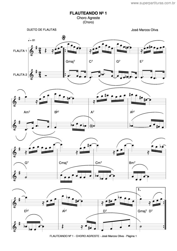 Partitura da música Flauteando