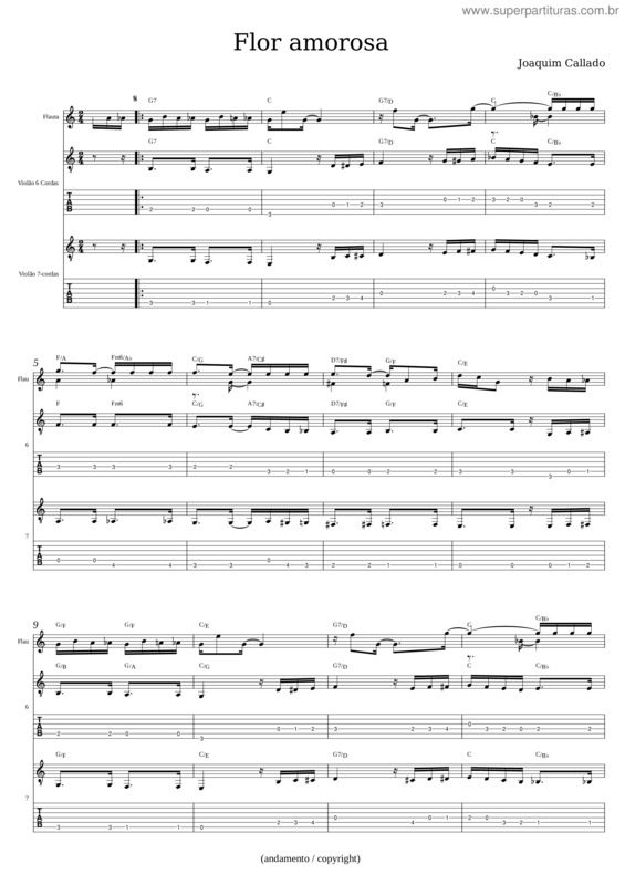 Partitura da música Flor Amorosa  – Joaquim Calado Flor Amorosa – Ccb