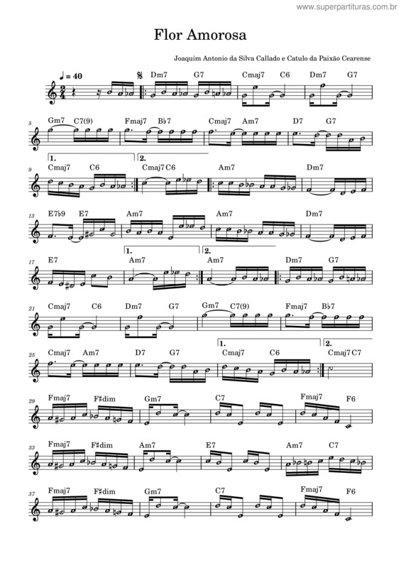Partitura da música Flor Amorosa  – Joaquim Calado Flor Amorosa v.3
