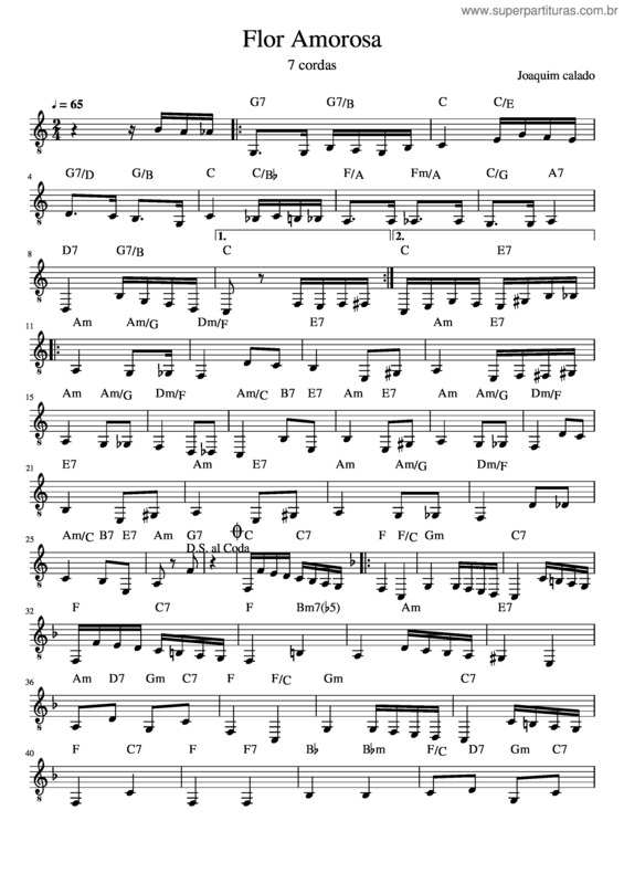 Partitura da música Flor Amorosa  Correto
