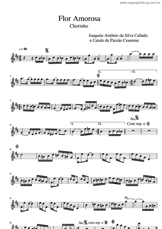 Partitura da música Flor Amorosa Tom D Editada