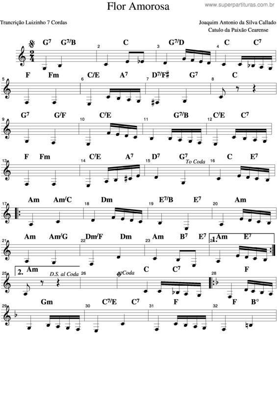 Partitura da música Flôr Amorosa v.13