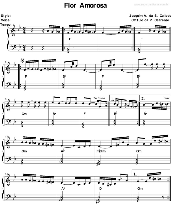 Partitura da música Flor Amorosa v.3