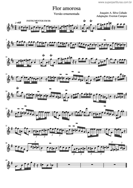 Partitura da música Flor Amorosa Versão Ornamentada Bb v.2