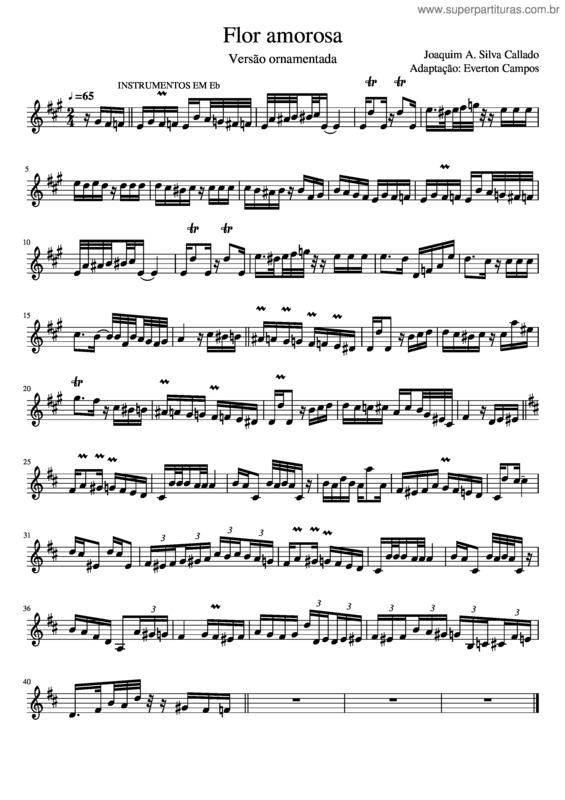 Partitura da música Flor Amorosa Versão Ornamentada Eb