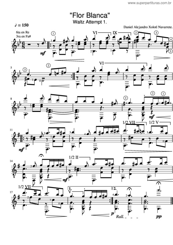 Partitura da música Flor Blanca Waltz Attempt 1.