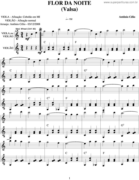 Partitura da música Flor Da Noite v.2