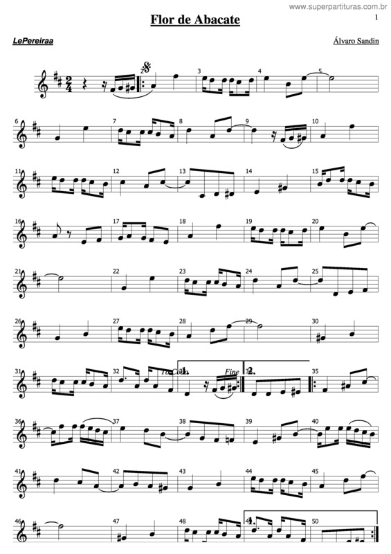 Partitura da música Flor De Abacate v.2