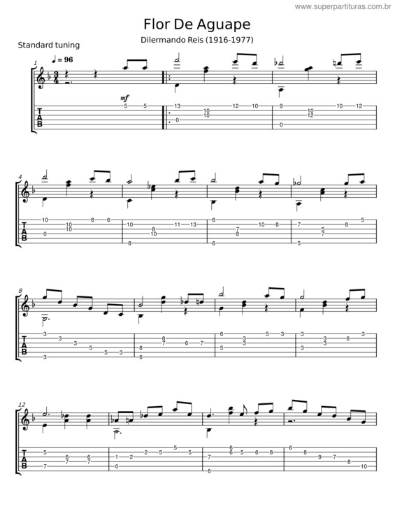 Partitura da música Flor De Aguape – Dilermando Reis
