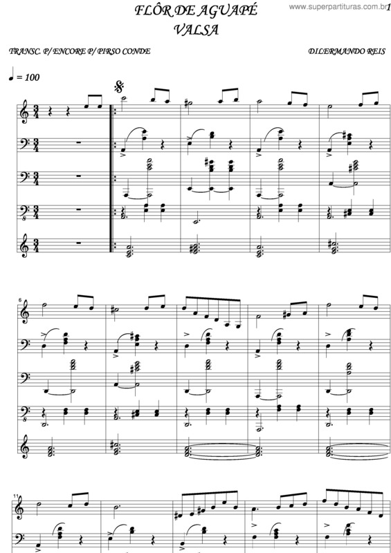 Partitura da música Flor De Águapé v.2