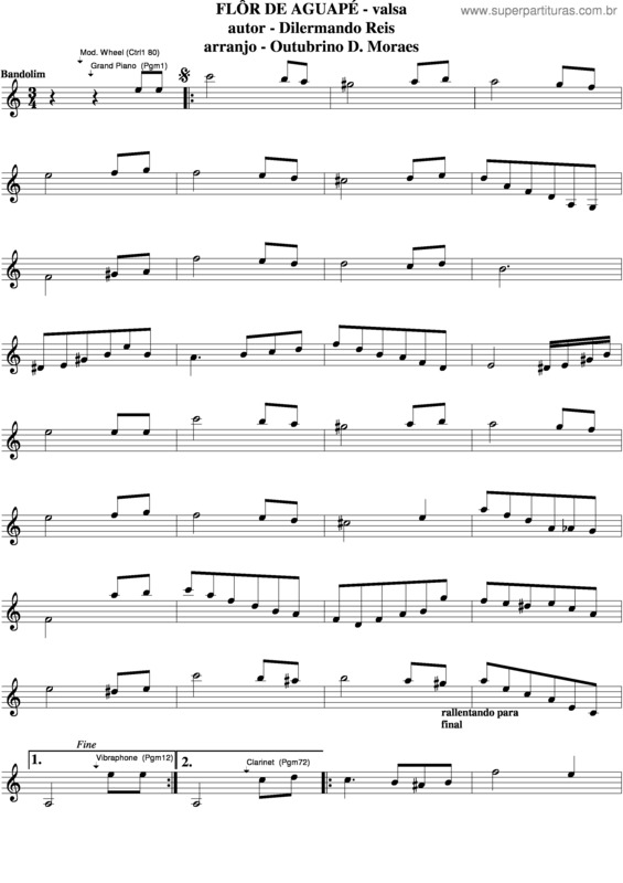 Partitura da música Flor De Águapé v.4
