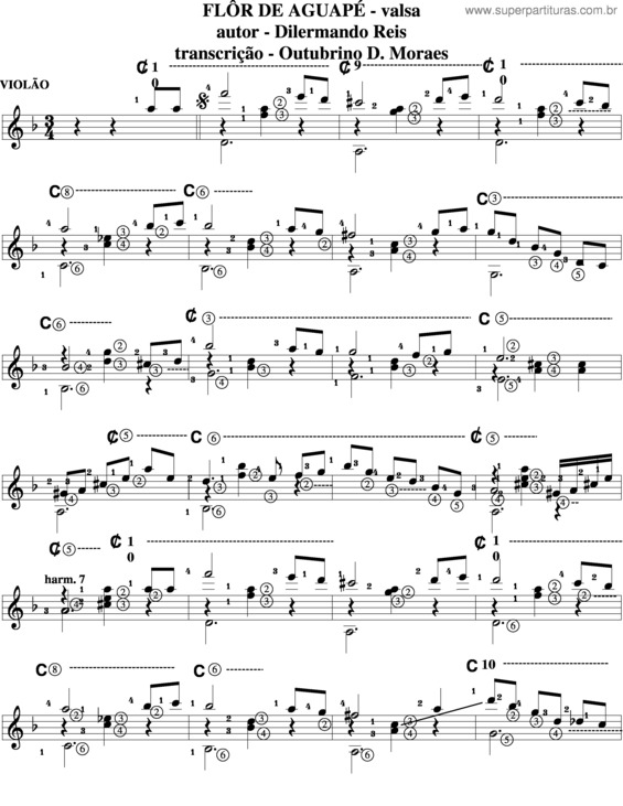 Partitura da música Flor De Águapé