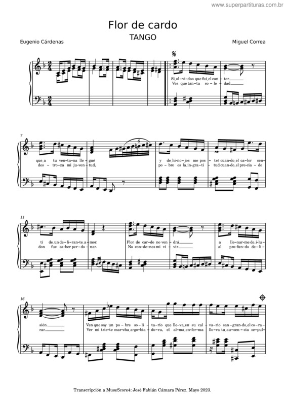 Partitura da música Flor De Cardo – Eugenio Cárdenas