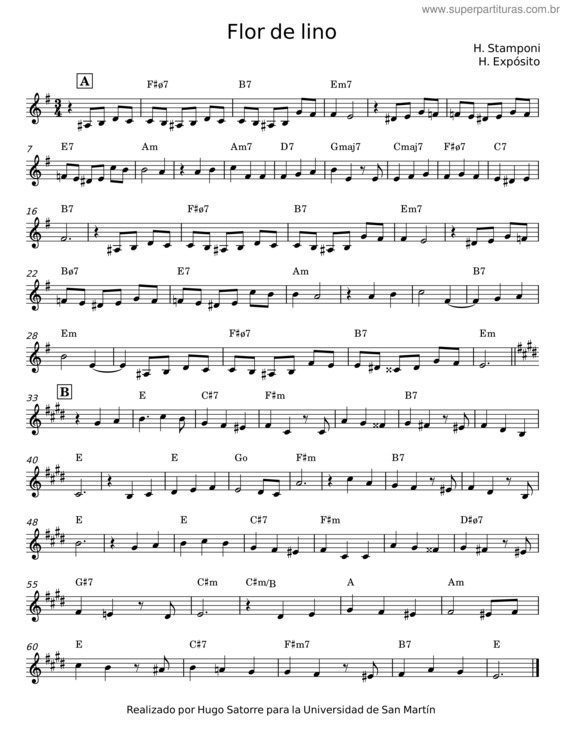 Partitura da música Flor De Lino – H Stamponi;H Expósito