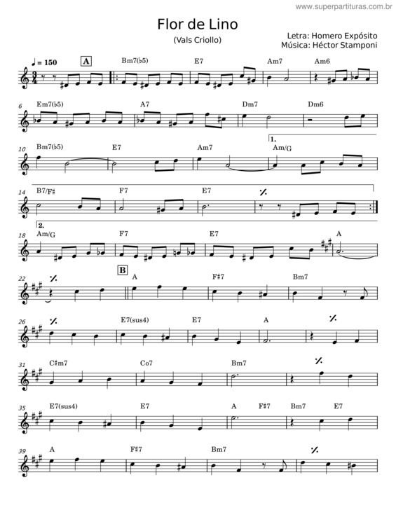 Partitura da música Flor De Lino – Homero Expósito
