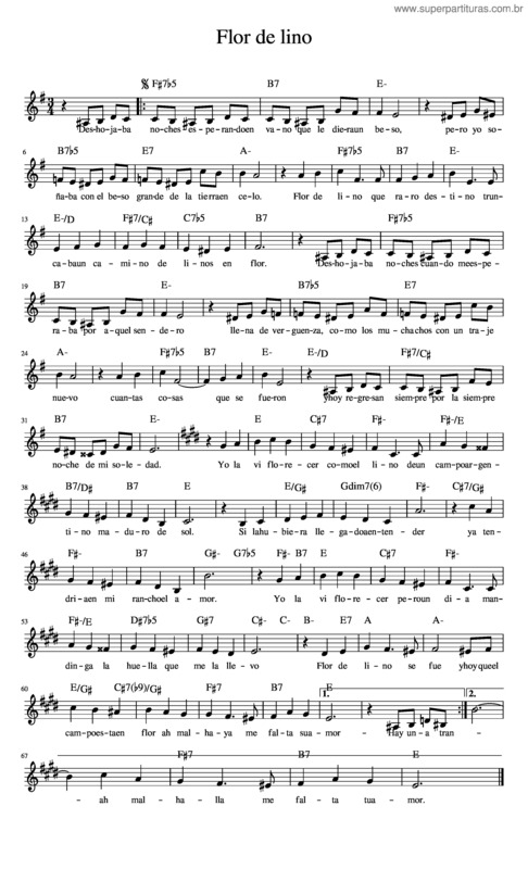 Partitura da música Flor De Lino Giuli Lombardi Lista