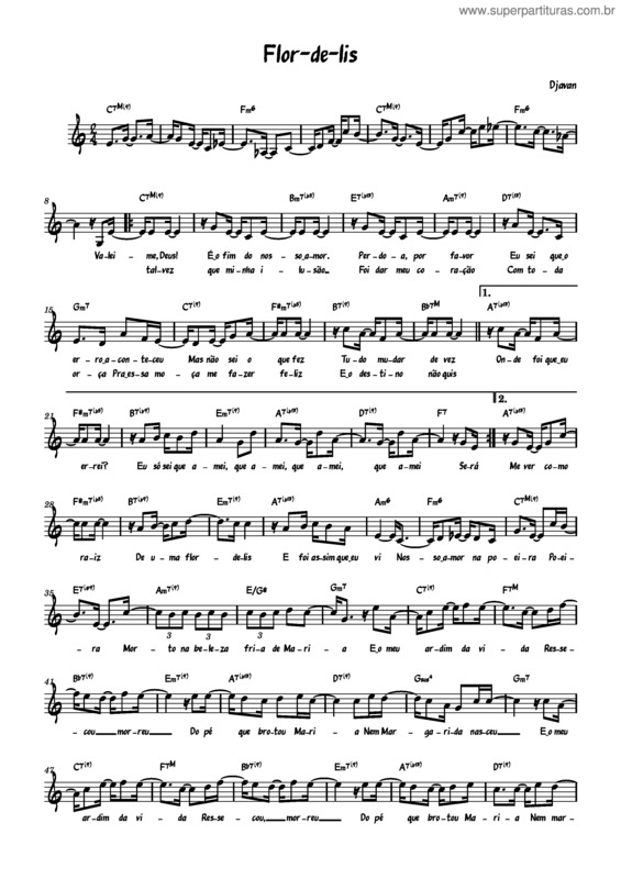 Partitura da música Flor–De–Lis – Djavan v.2