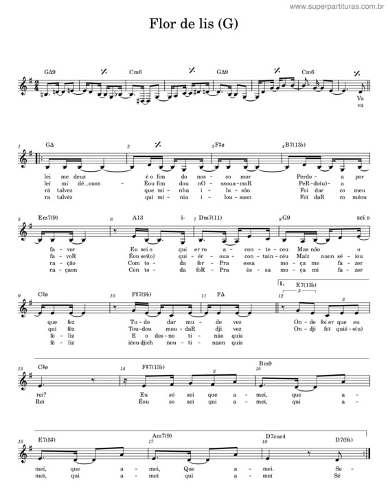 Partitura da música Flor De Lis – Djavan v.4