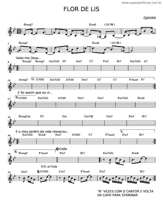 Partitura da música Flor De Lis – Djavan