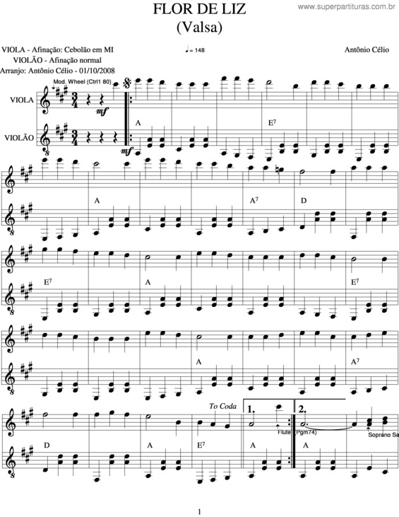Partitura da música Flor De Liz v.3